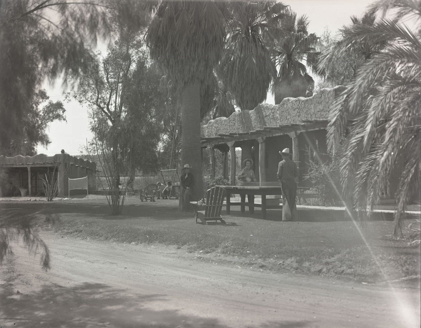 Bar FX Ranch Guests in Front of Cabin, 1930s