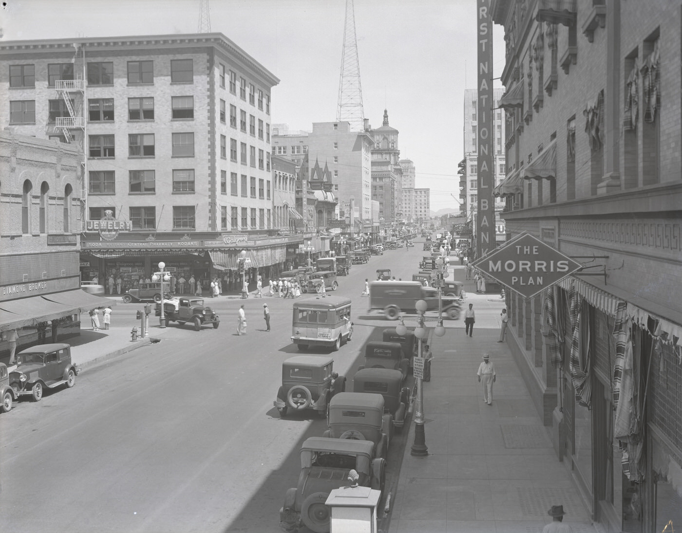 Central Ave. from Luhrs Hotel Balcony on Washington, 1930s