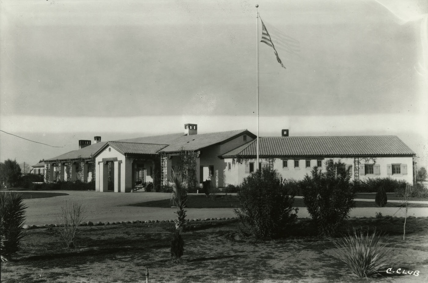 Phoenix Country Club Exterior, 1930s. This Club was located at Seventh St. and Thomas Rd. in Phoenix