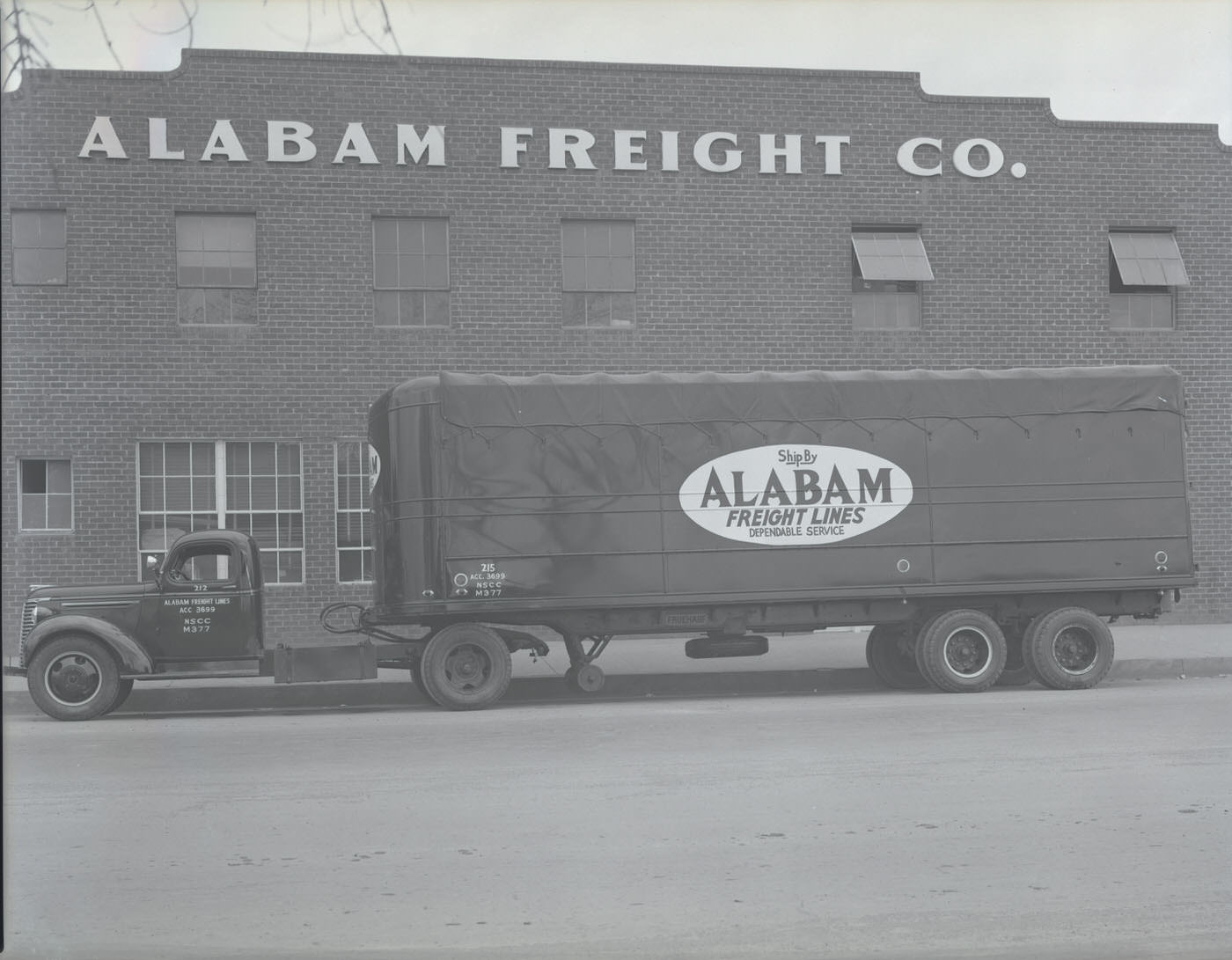 Alabam Freight Co. Truck Outside Building, 1930s