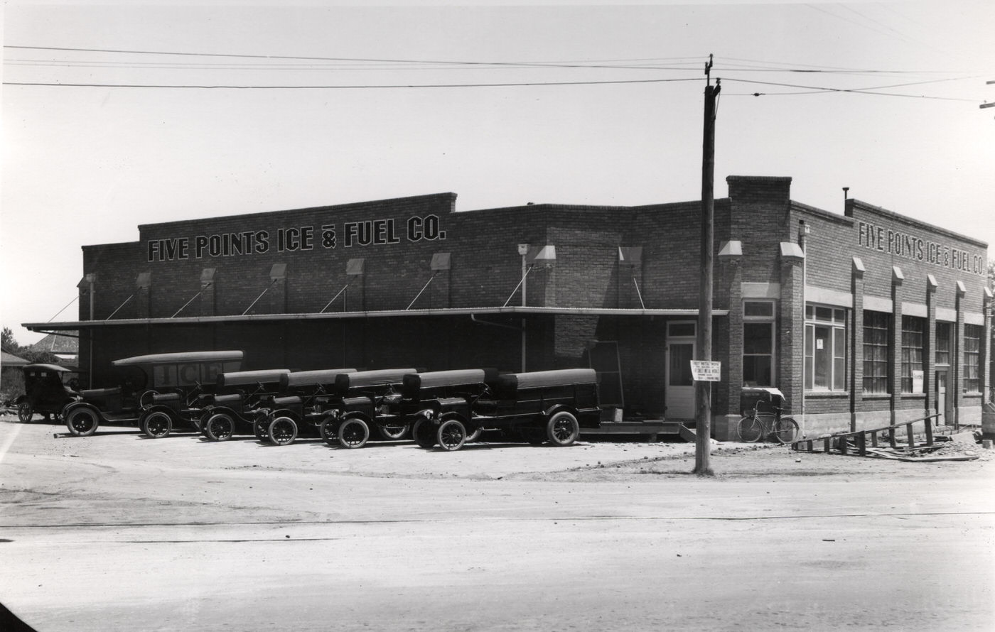 Five Points Ice & Fuel Co.: Exterior of Building and Trucks; Phoenix, Arizona, 1930s