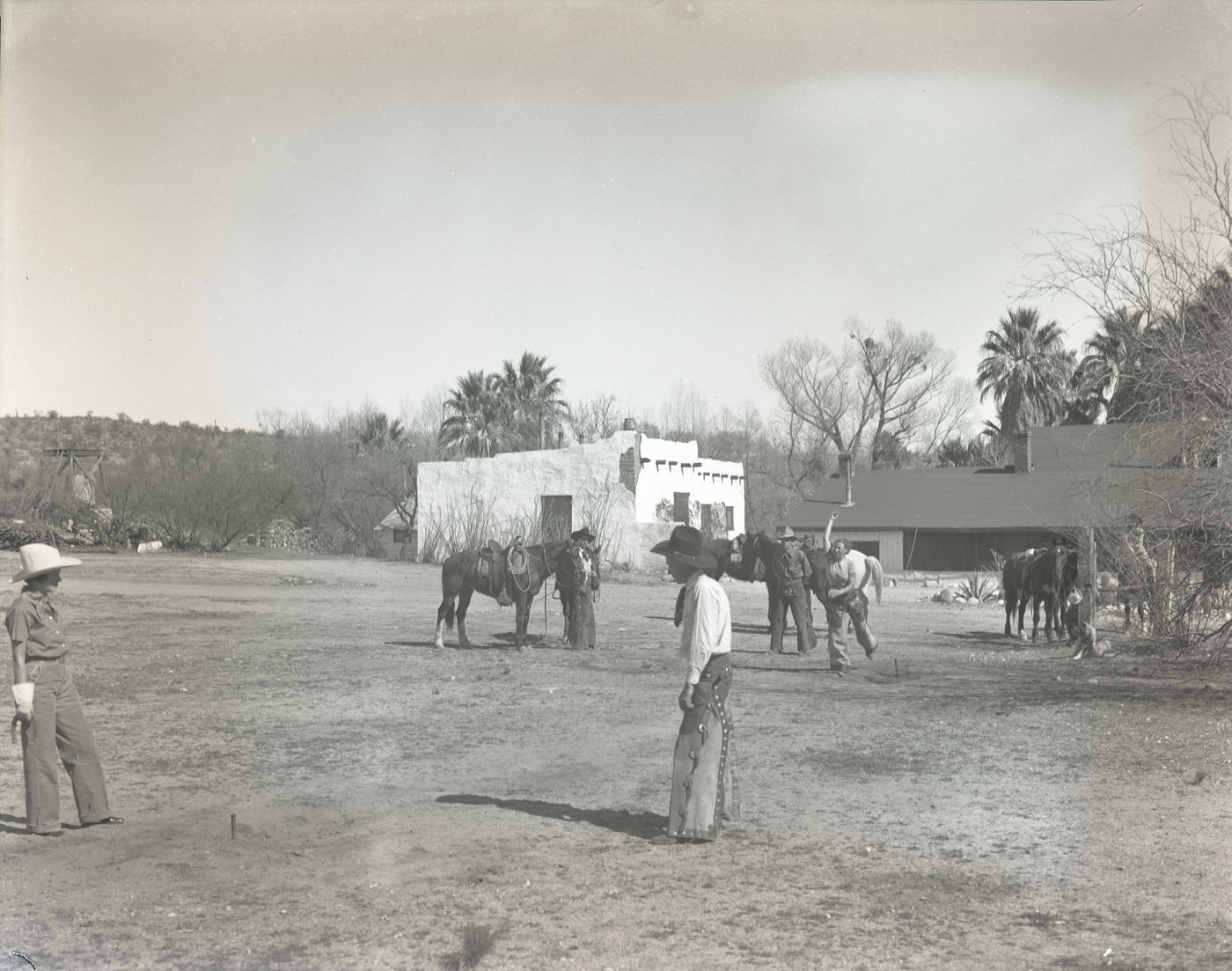 Lazy R C Ranch Guests on Horseback, 1930s