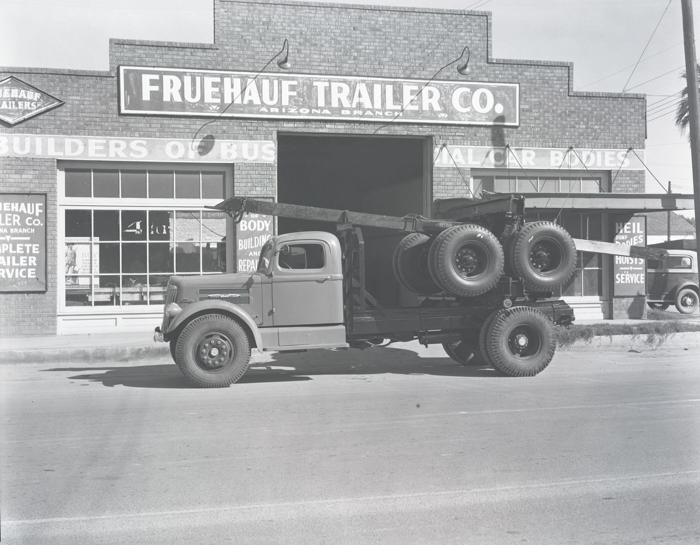 Fruehauf Trailer Co. Building Exterior and Truck, 1941
