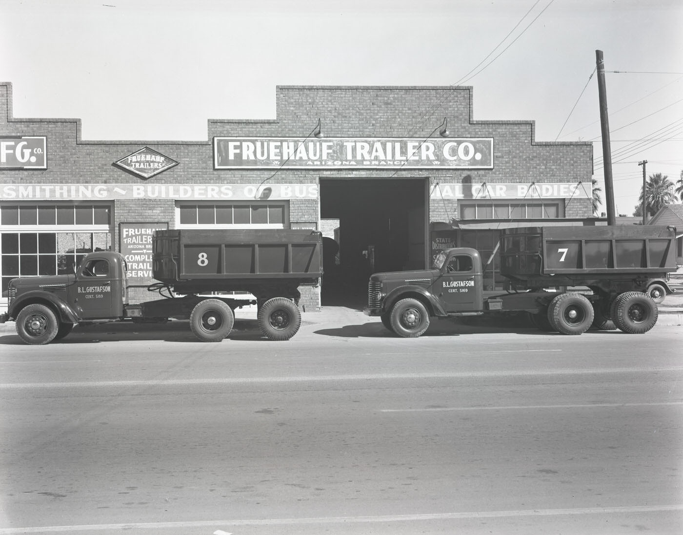 Fruehauf Trailer Co. Building Exterior and Trucks, 1941