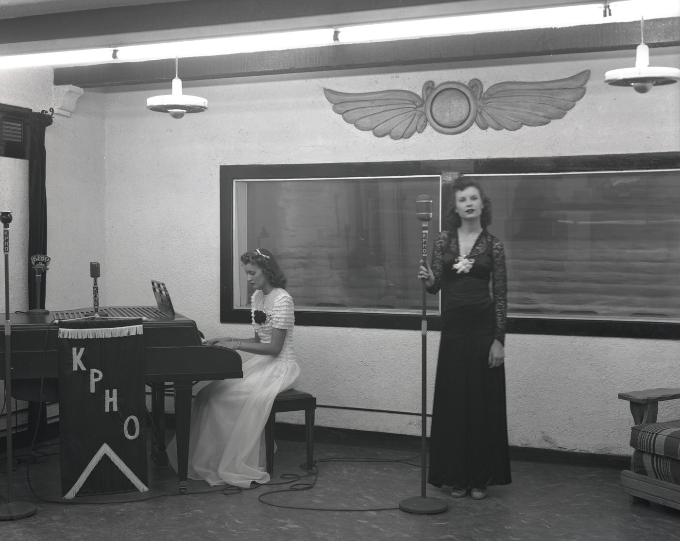 Two Women in KPHO Radio Station Studio, 1943