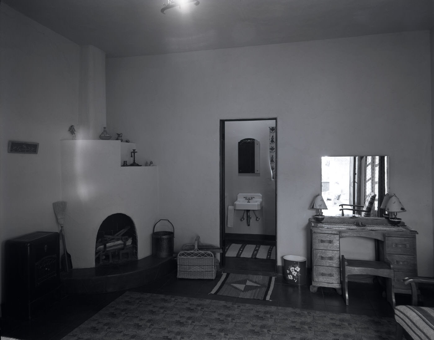 Red Mountain Ranch Guest Room, 1946. This ranch was located on Bush Highway in Mesa, Arizona