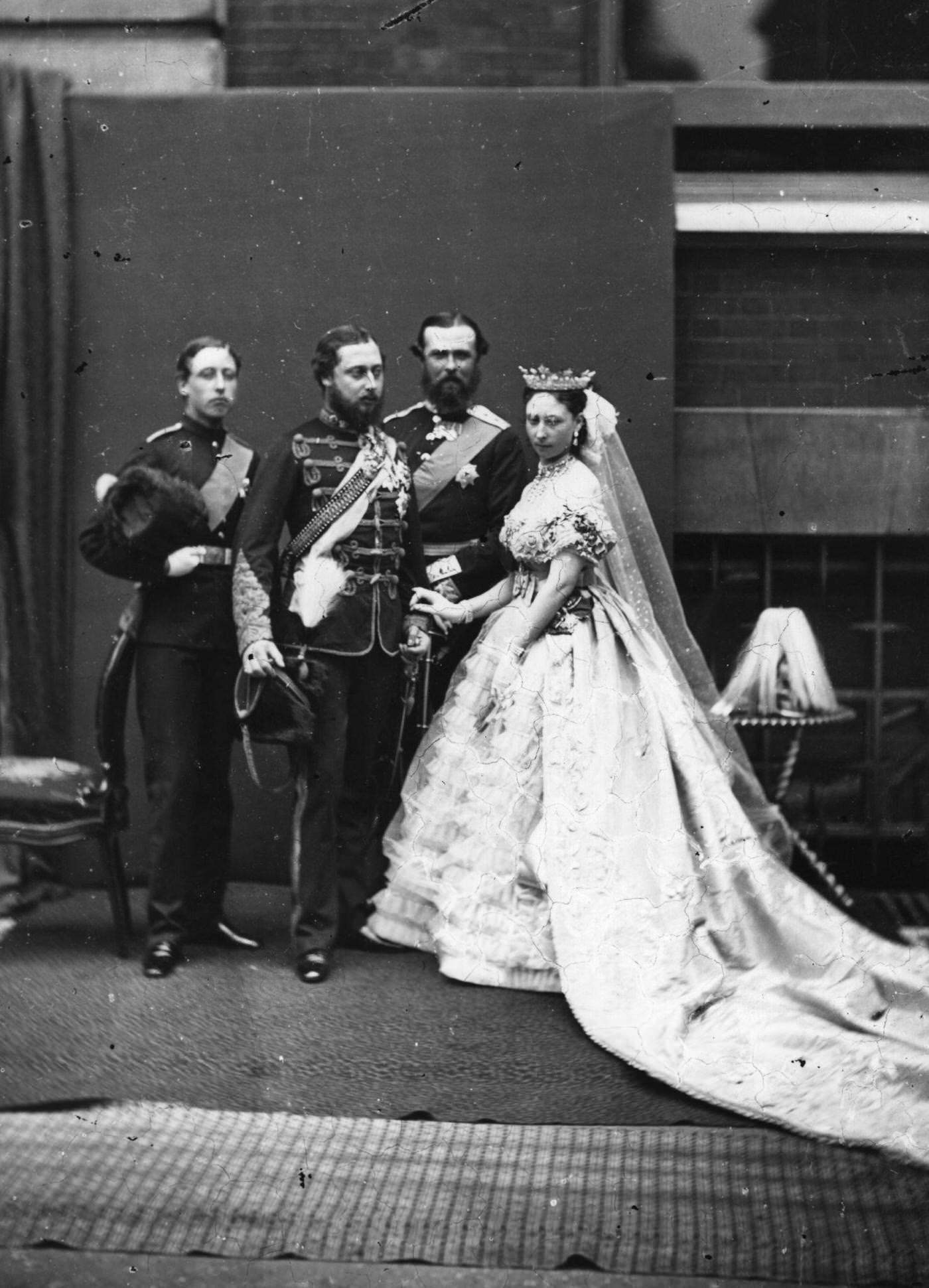Princess Alice, 3rd daughter of Queen Victoria of England, holds a 'drawing room' function on behalf of the Queen at St James' Palace, London, 1867