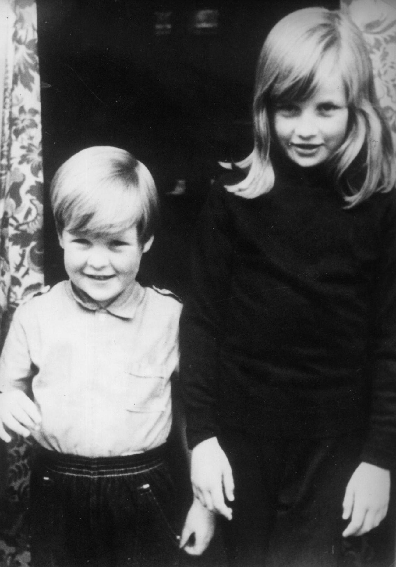Lady Diana with her brother Charles, Viscount Althorp, at their home in Berkshire, 1968