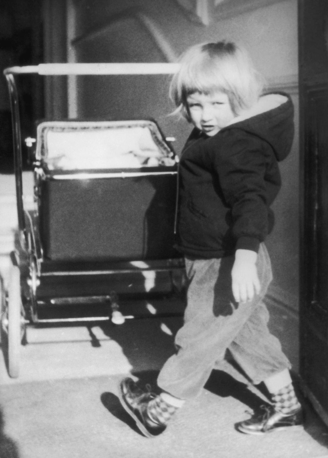 A young Lady Diana Spencer with a pram at Park House, Sandringham in Norfolk, 1964.