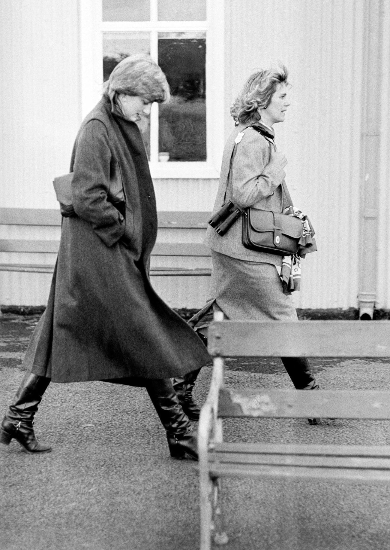 Lady Diana with Camilla Parker, at Ludlow Racecourse to watch the Horse race.