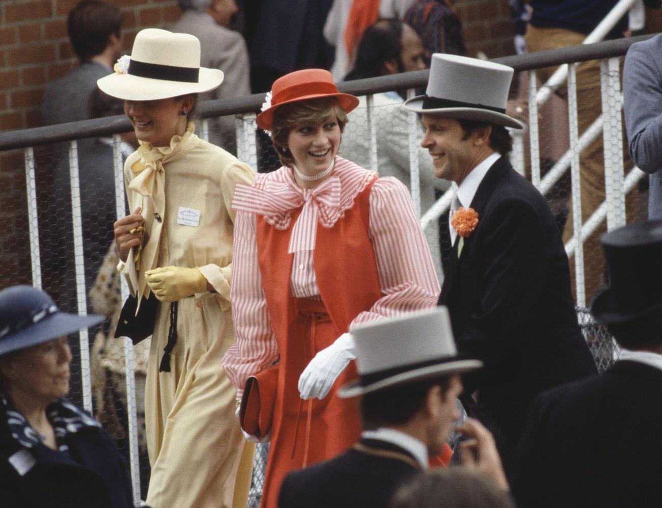 Lady Diana in a red hat and dress, 1981