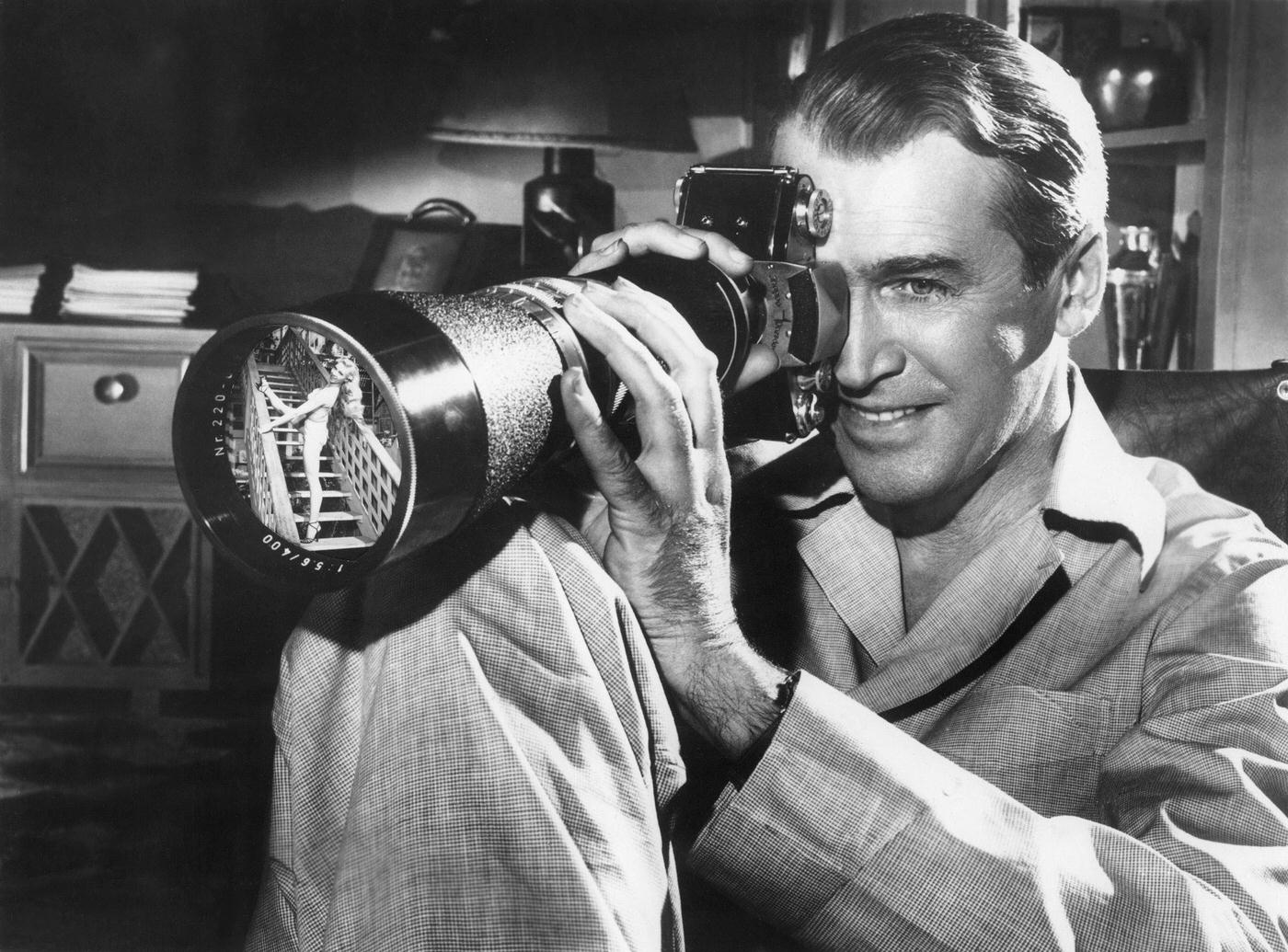 James Stewart on the set of Rear Window,