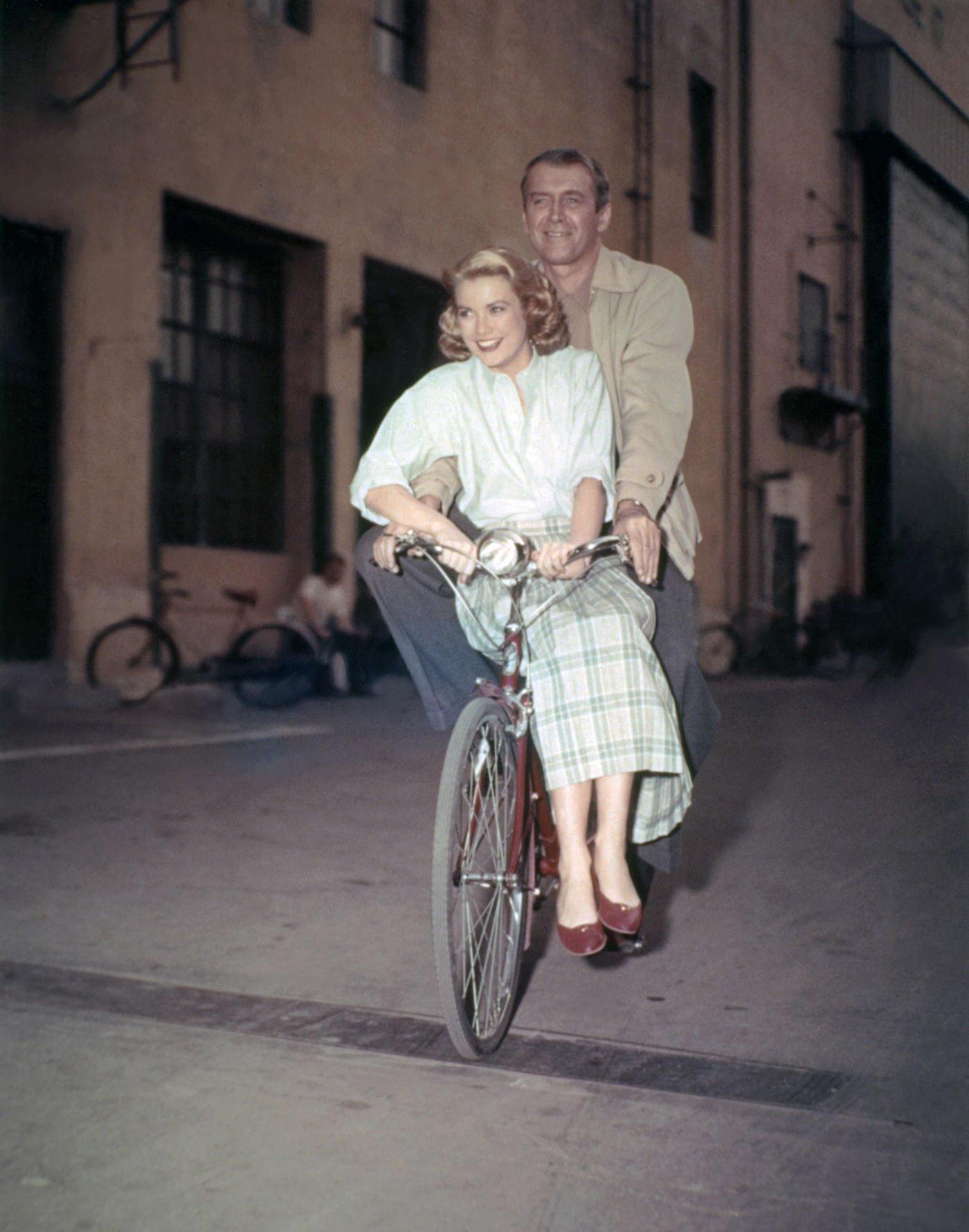 Grace Kelly and James Stewart on the set of Rear Window