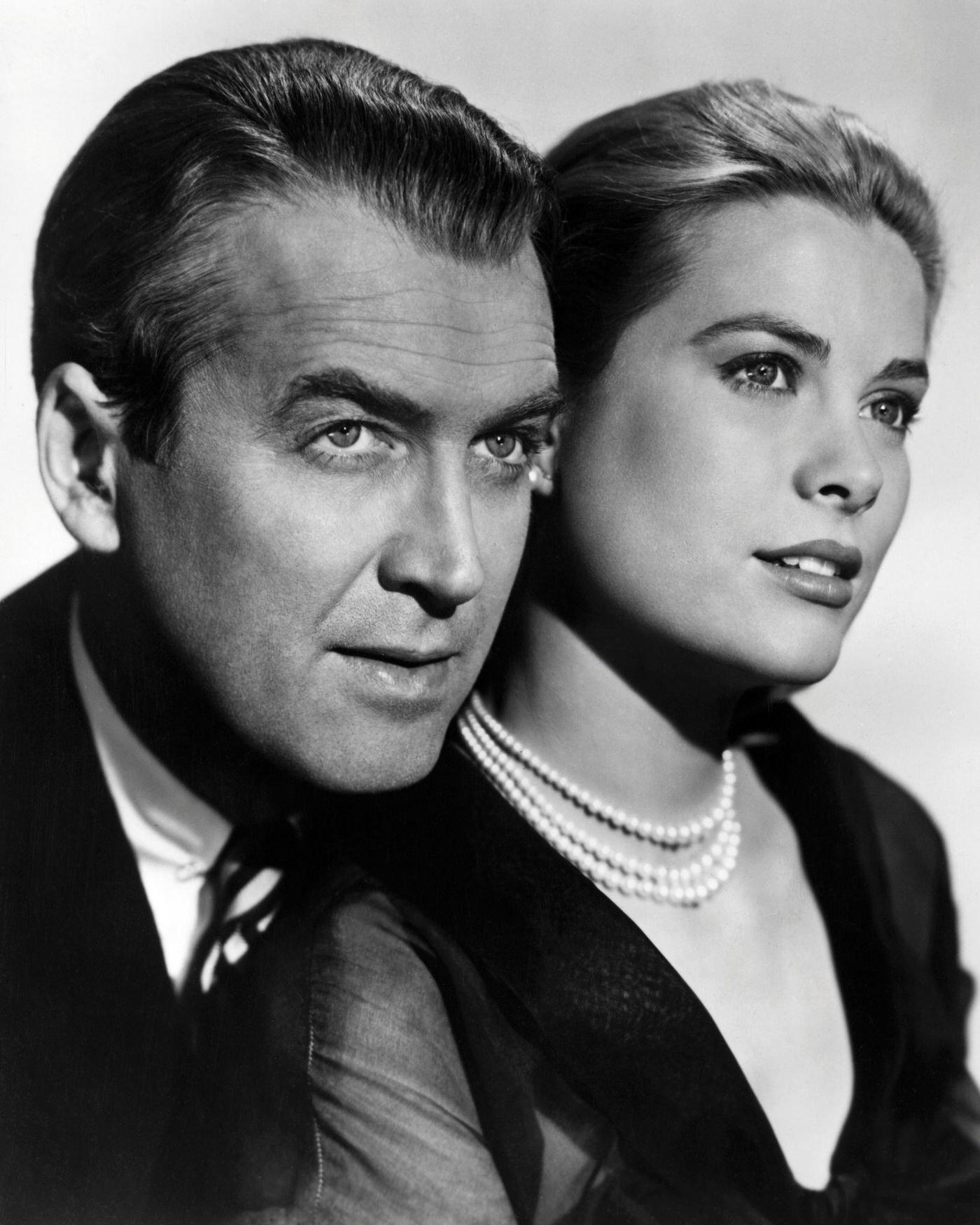 James Stewart and Grace Kelly in a promotional portrait for 'Rear Window', 1954