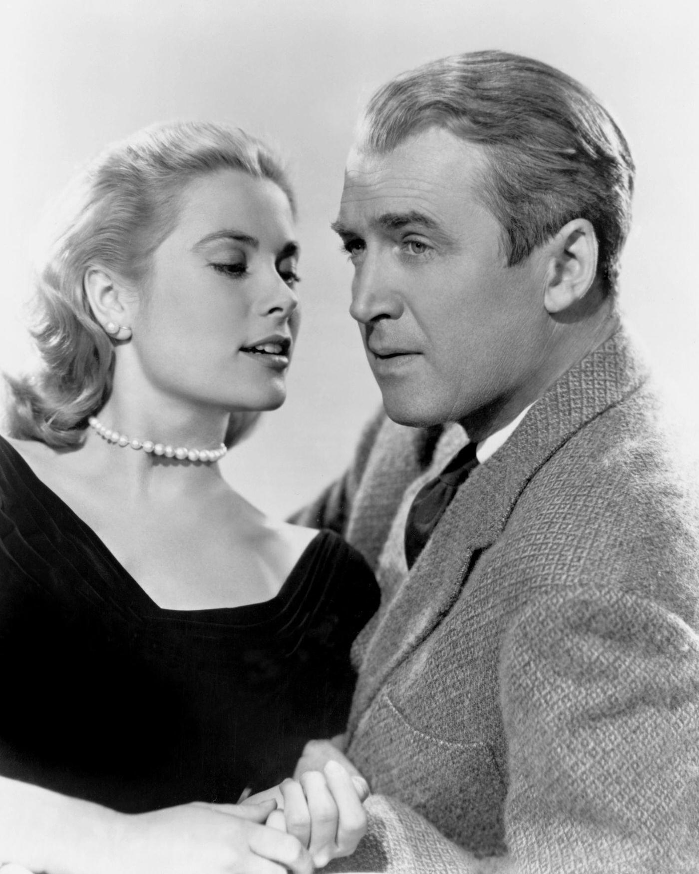 James Stewart and Grace Kelly in a promotional portrait for 'Rear Window', 1954