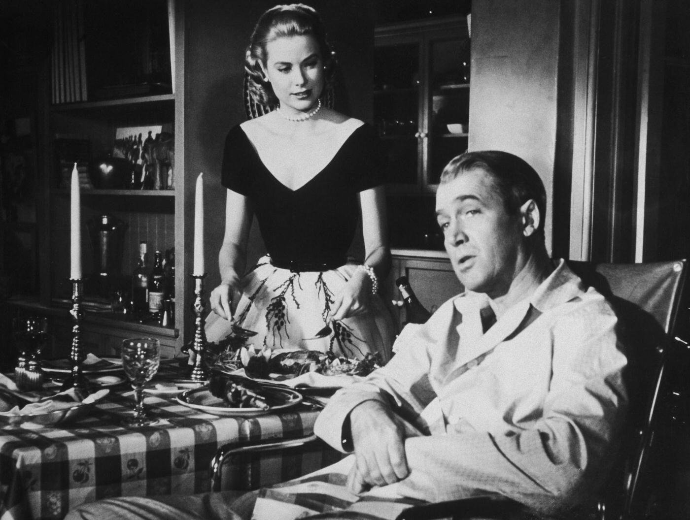 James Stewart and Grace Kelly in 'Rear Window', 1954