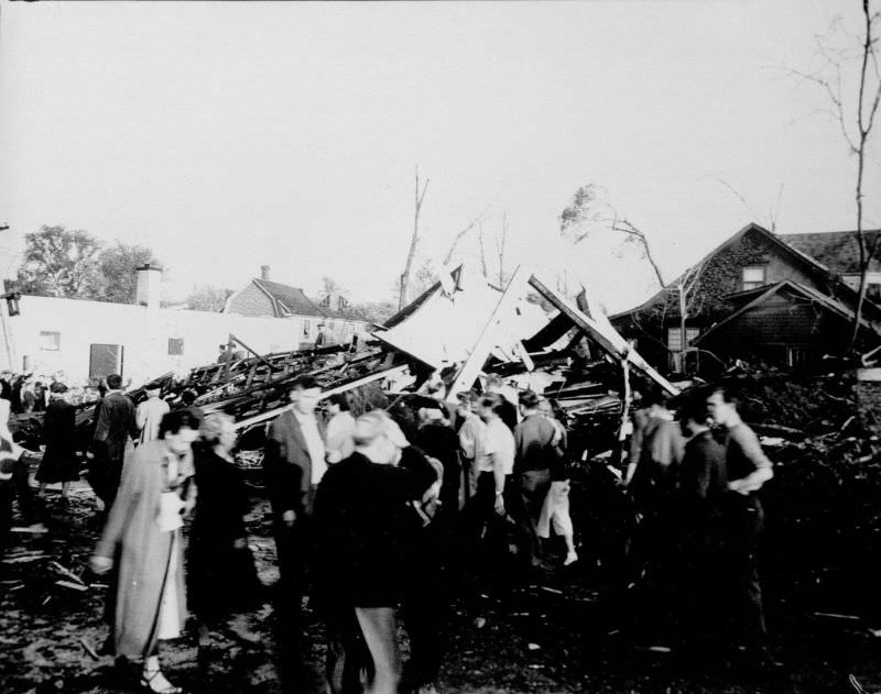 People gathering together after tornado