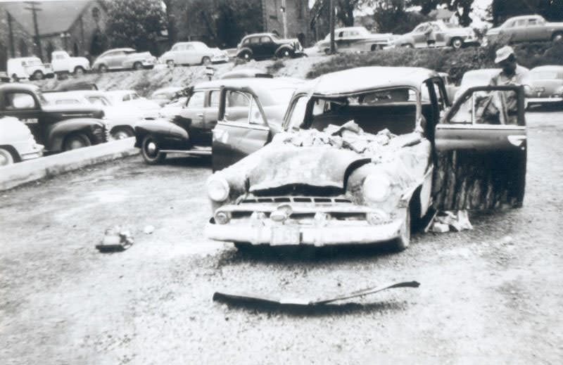 Vehicle crush by debris in the Tornado