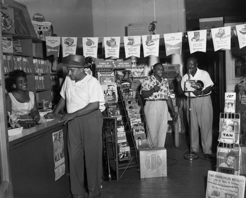 A Memphis record store in the summer, 1954.
