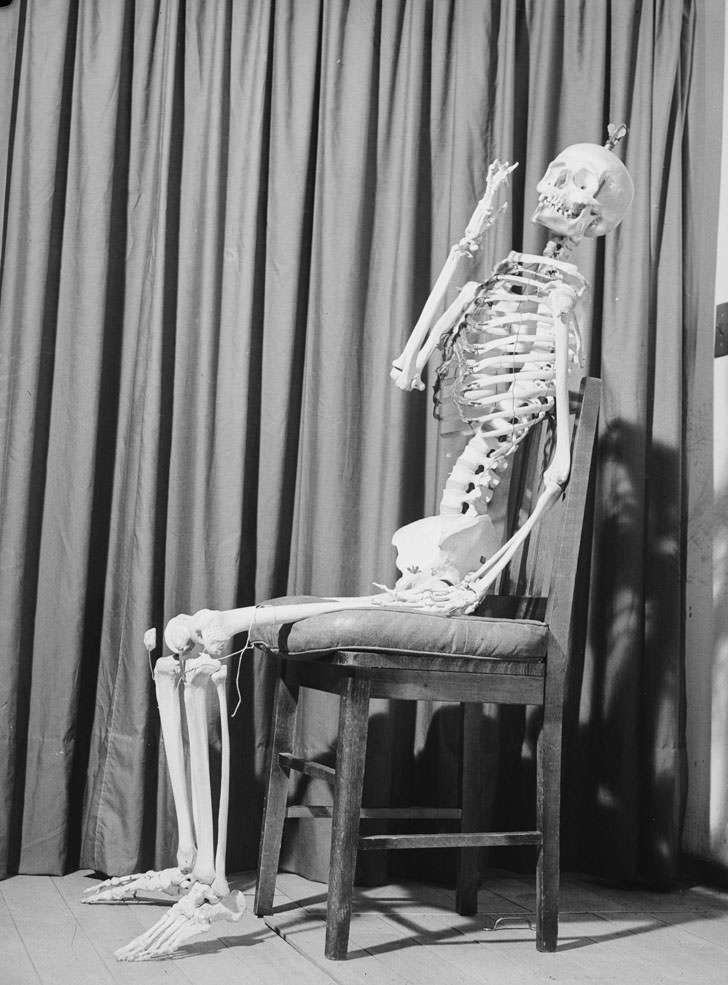 Humorous Photos of Skeleton having Fun from Pix Magazine 1938