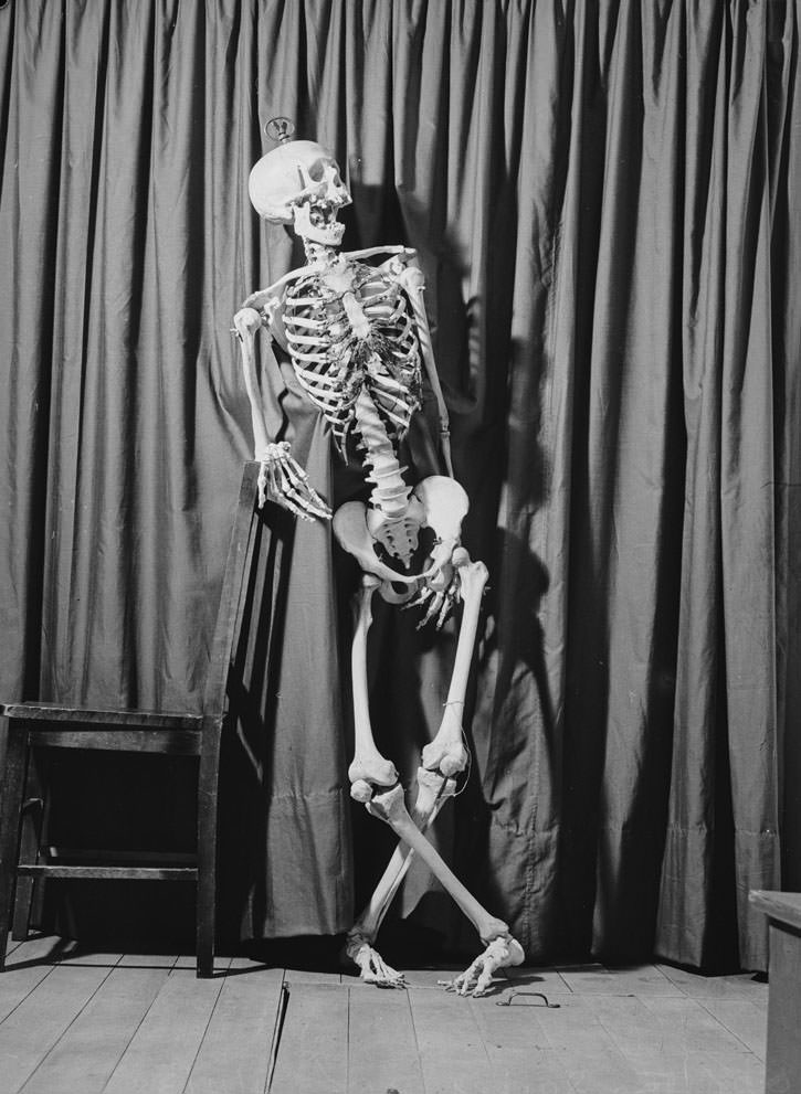 Humorous Photos of Skeleton having Fun from Pix Magazine 1938