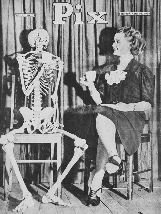 Humorous Photos of Skeleton having Fun from Pix Magazine 1938