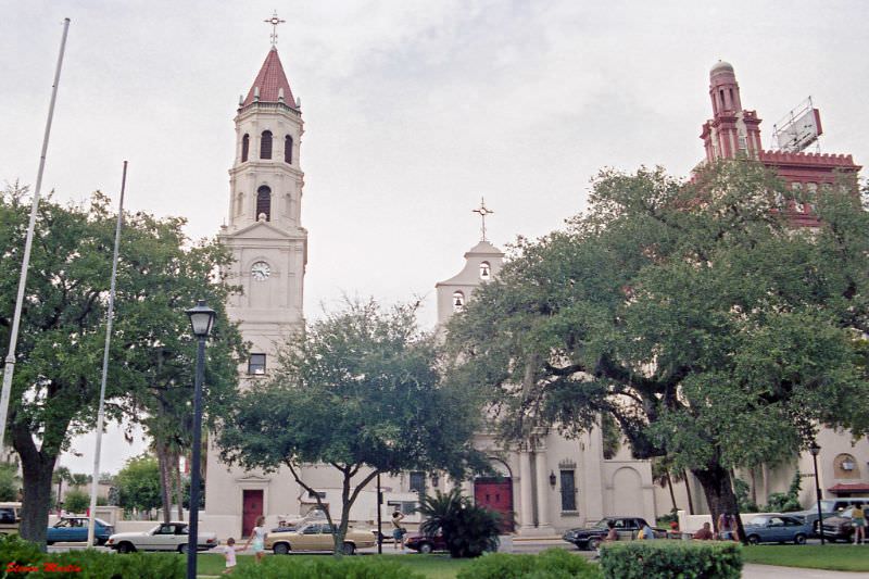 Cathedral Basilica of St Augustine as seen from the Plaza de la Constitucion, St. Augustine, 1986