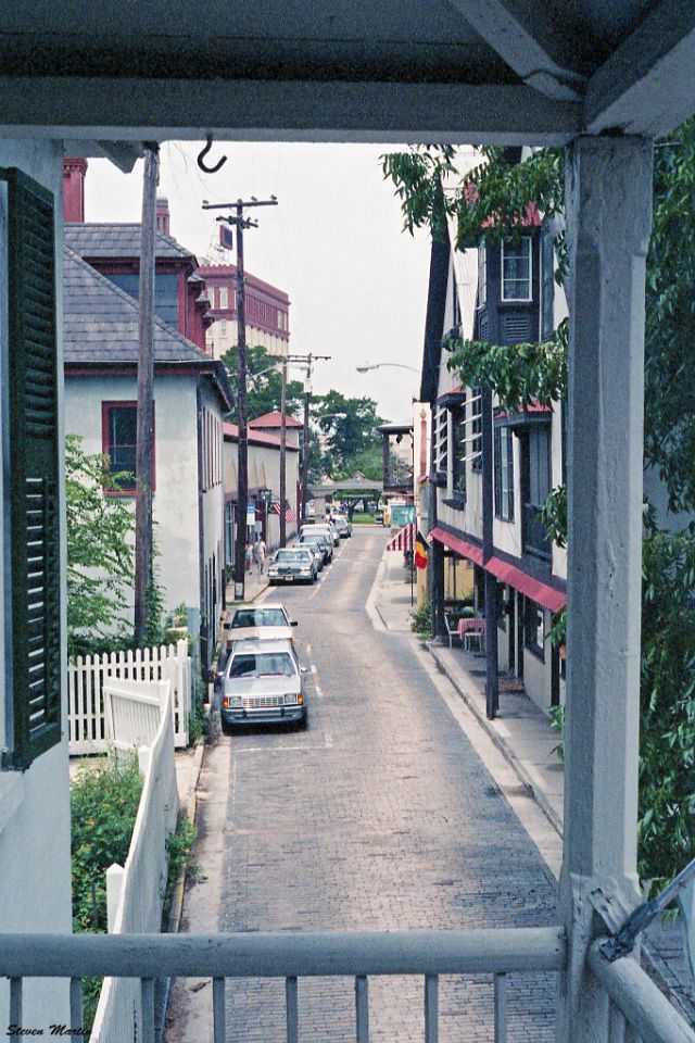 Aviles Street from front balcony of the house Ximenez-Fatio House, St. Augustine, 1986