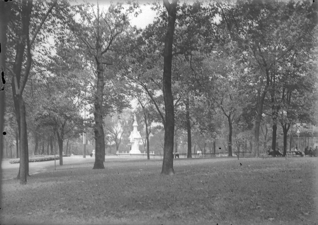 Trees and a Statue in a Park, 1900