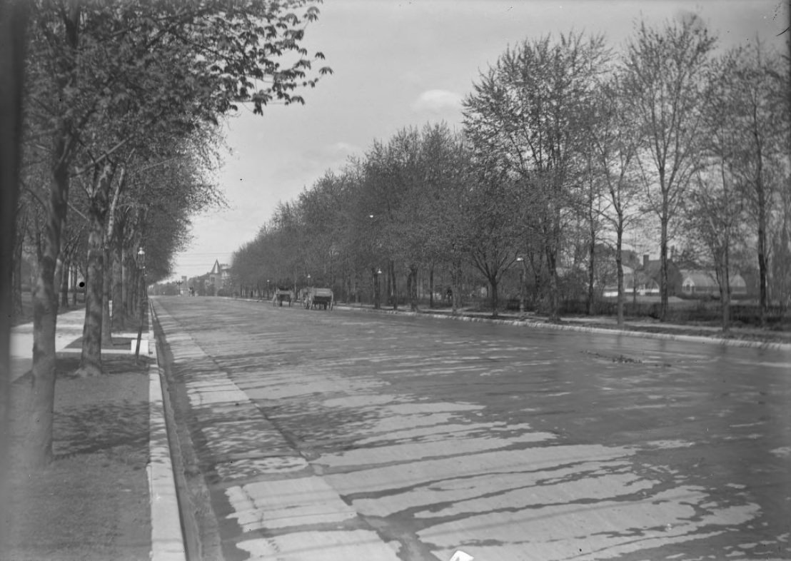 Horse-Drawn Carts Going Down a Boulevard, 1900