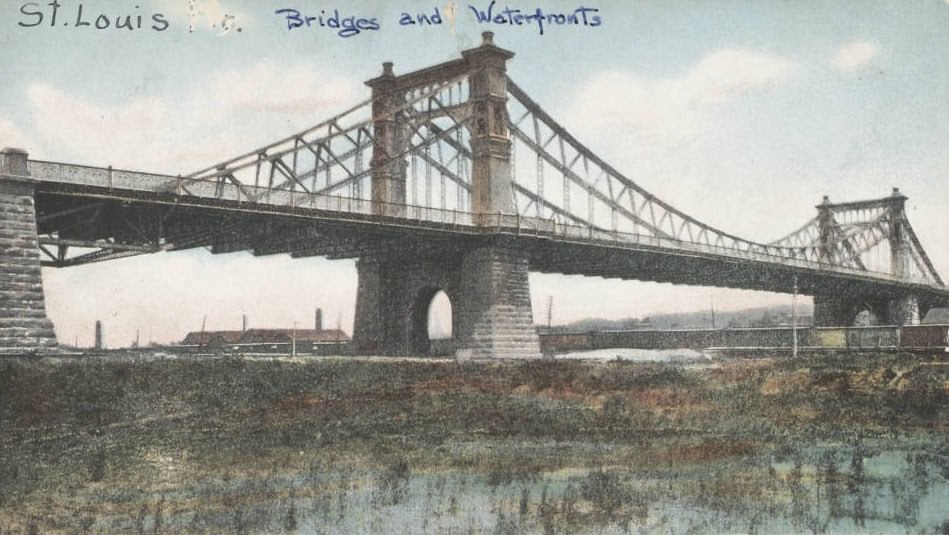 The Grand Avenue bridge or viaduct crossed over the Mill Creek Valley railroad yards north of Chouteau Avenue in St. Louis, 1900