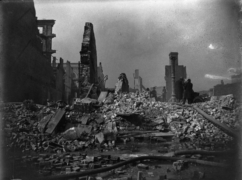 Fire ruins, looking West from 4th St, 1900