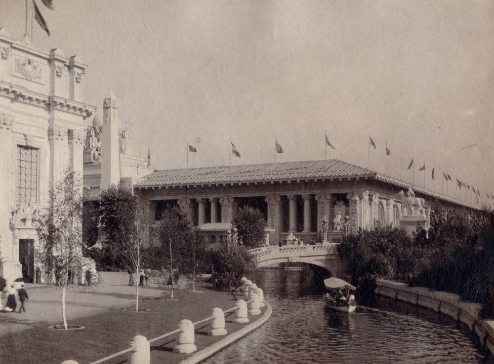 The lagoon leading east from the grand basin at the 1904 World's Fair in St. Louis.