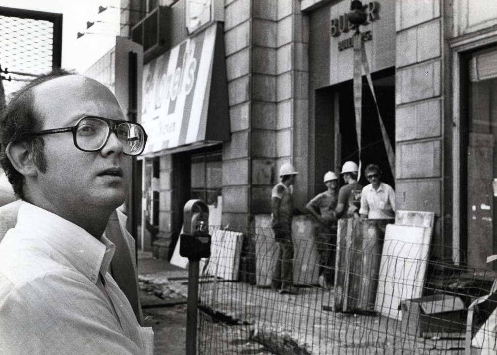 Past President of Market Preservation Soc. Standing Outside Buder Building, 1984