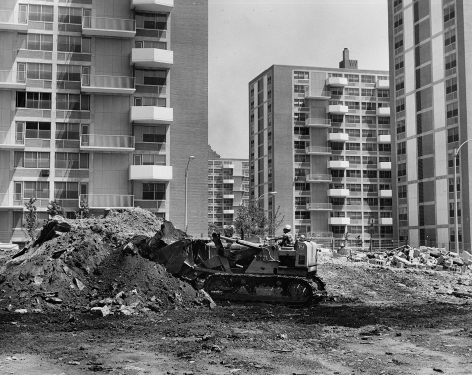 Plaza Apartments - Shopping center construction, 1981