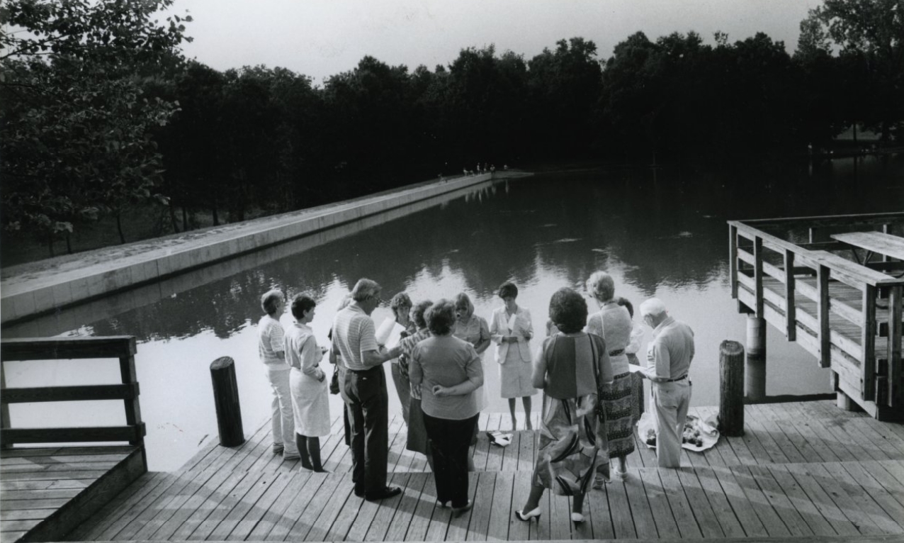 A memorial service for families that have used Community Hospice Care was held Tuesday at the pond in Tilles Park in Ladue, 1986