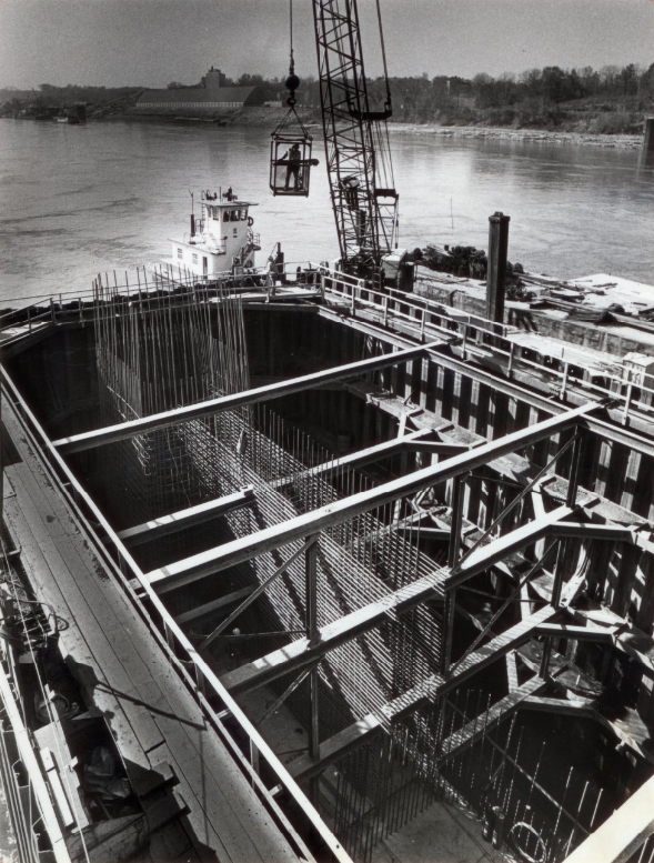 Caged Worker Continues Work On The Jefferson Barracks Bridge, 1981