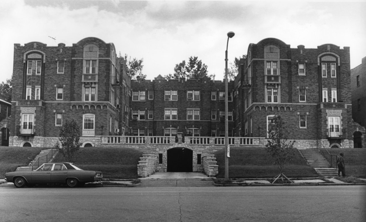 Urban West Apartments - Exterior, front view, 1981