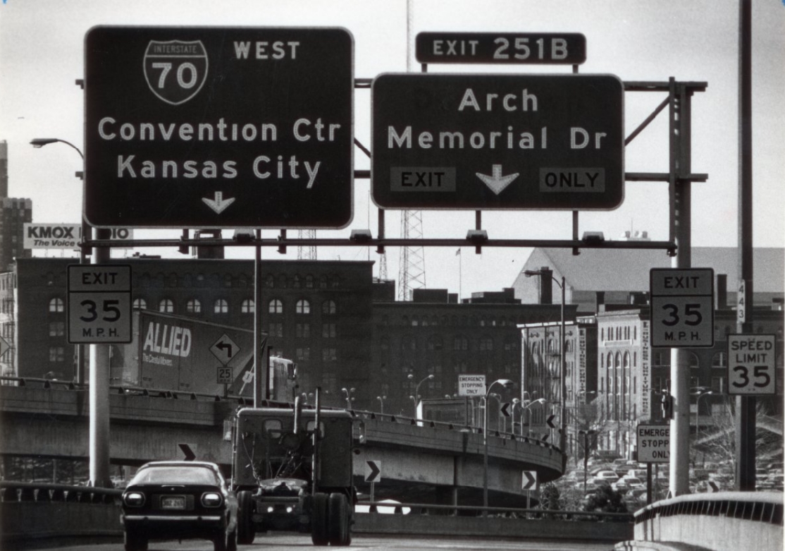 New Signs On Poplar Street Bridge, 1984