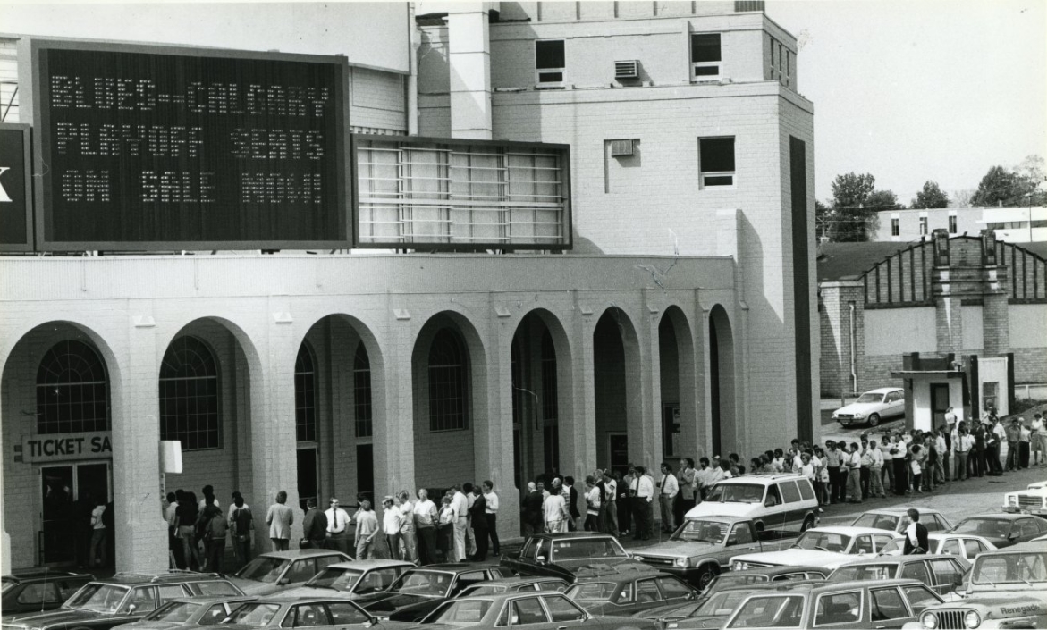 Arena-Hot Hockey Blues Playoffs Tickets on Sale, 1986