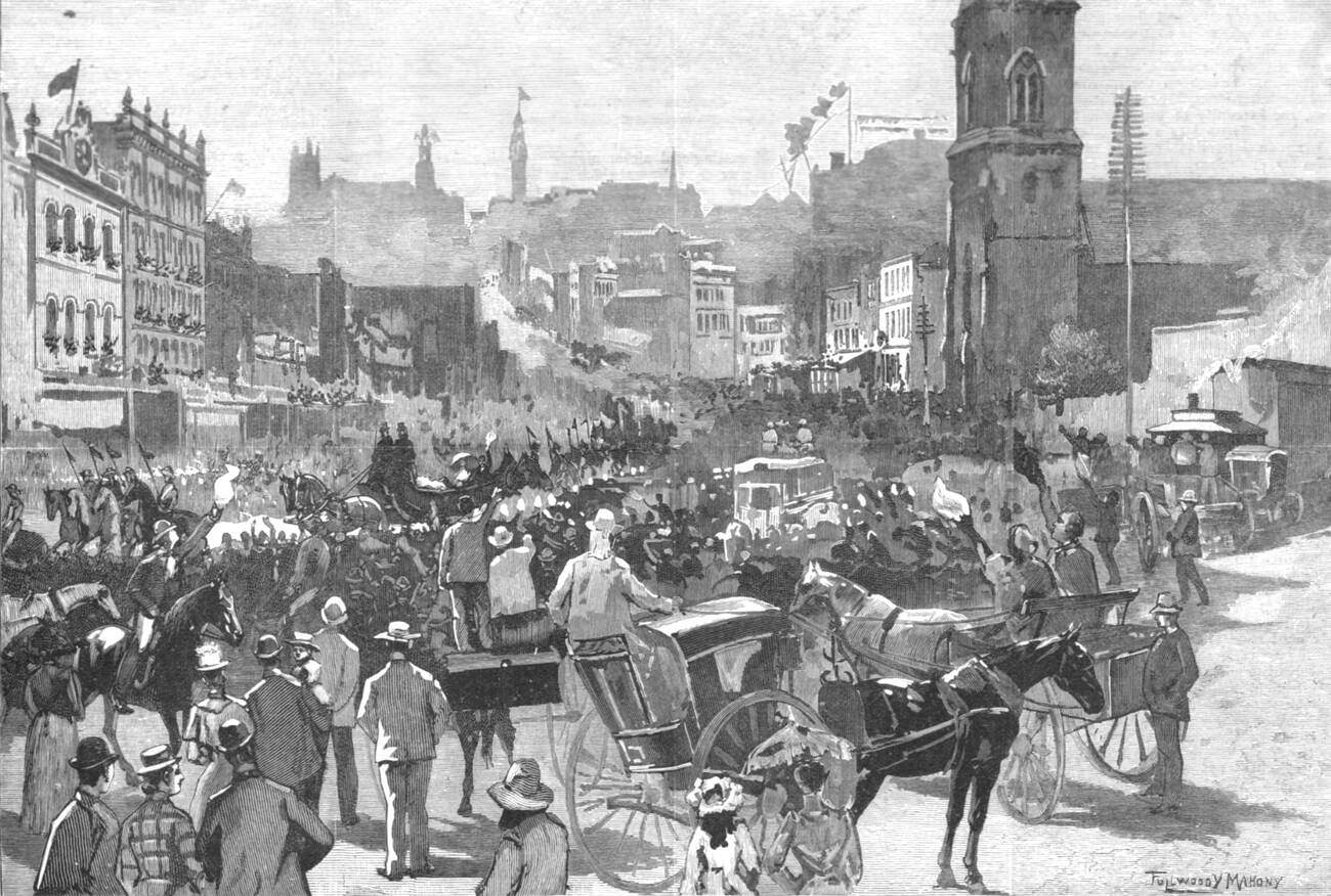 'The Departure of Lord and Lady Carrington from Sydney for England, 1890s