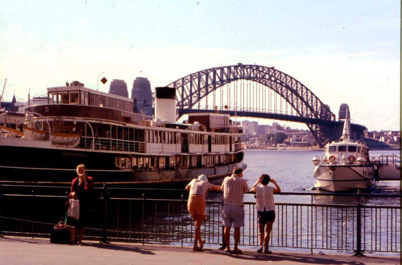 The Baragoola and the Manly hydrofoil Fairlight embarking at Circular Quay, Sydney, 1968