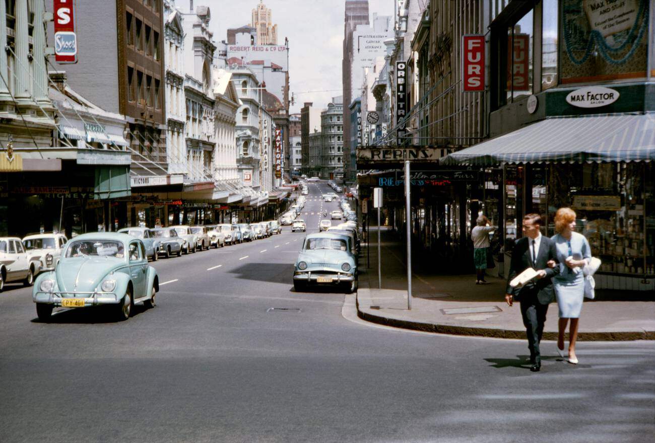 A view looking west down King Street, Sydney, 1964