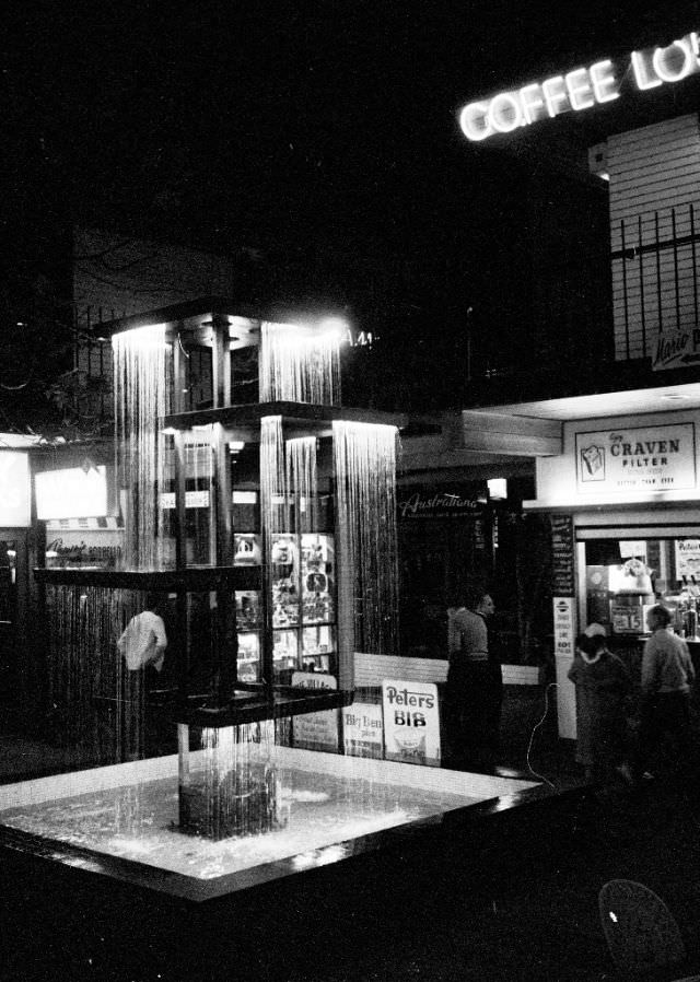 The fountain in the Village Centre, Kings Cross, Sydney, 1968