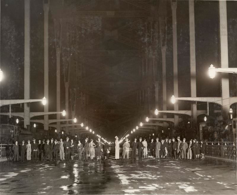 Bridge Lighting Switched on for First Time, February 11, 1932