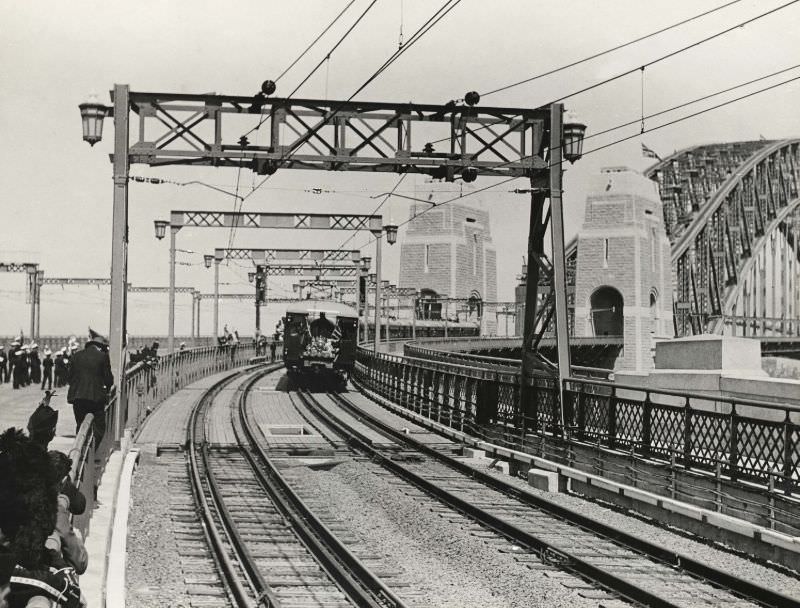 First Passenger Train to Cross Bridge, March 19, 1932
