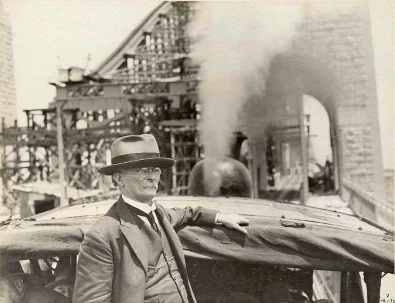 First train across Bridge. Dr.J.J.C. Bradfield, January 19, 1932