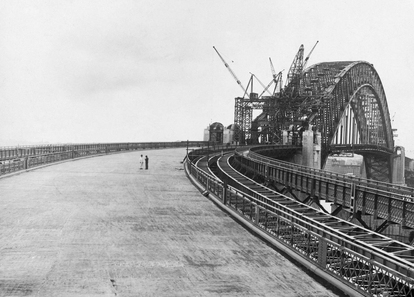The northern approach to the newly completed Sydney Harbor Bridge, 1931.