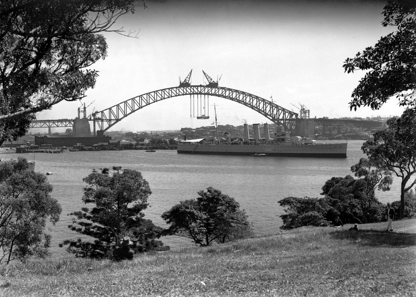 Sydney Harbour Bridge under Construction.
