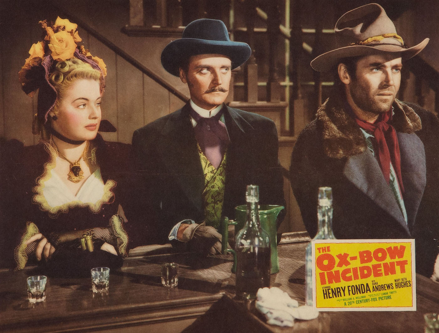 Henry Fonda, Mary Beth Hughes, and George Meeker in The Ox-Bow Incident (1942)